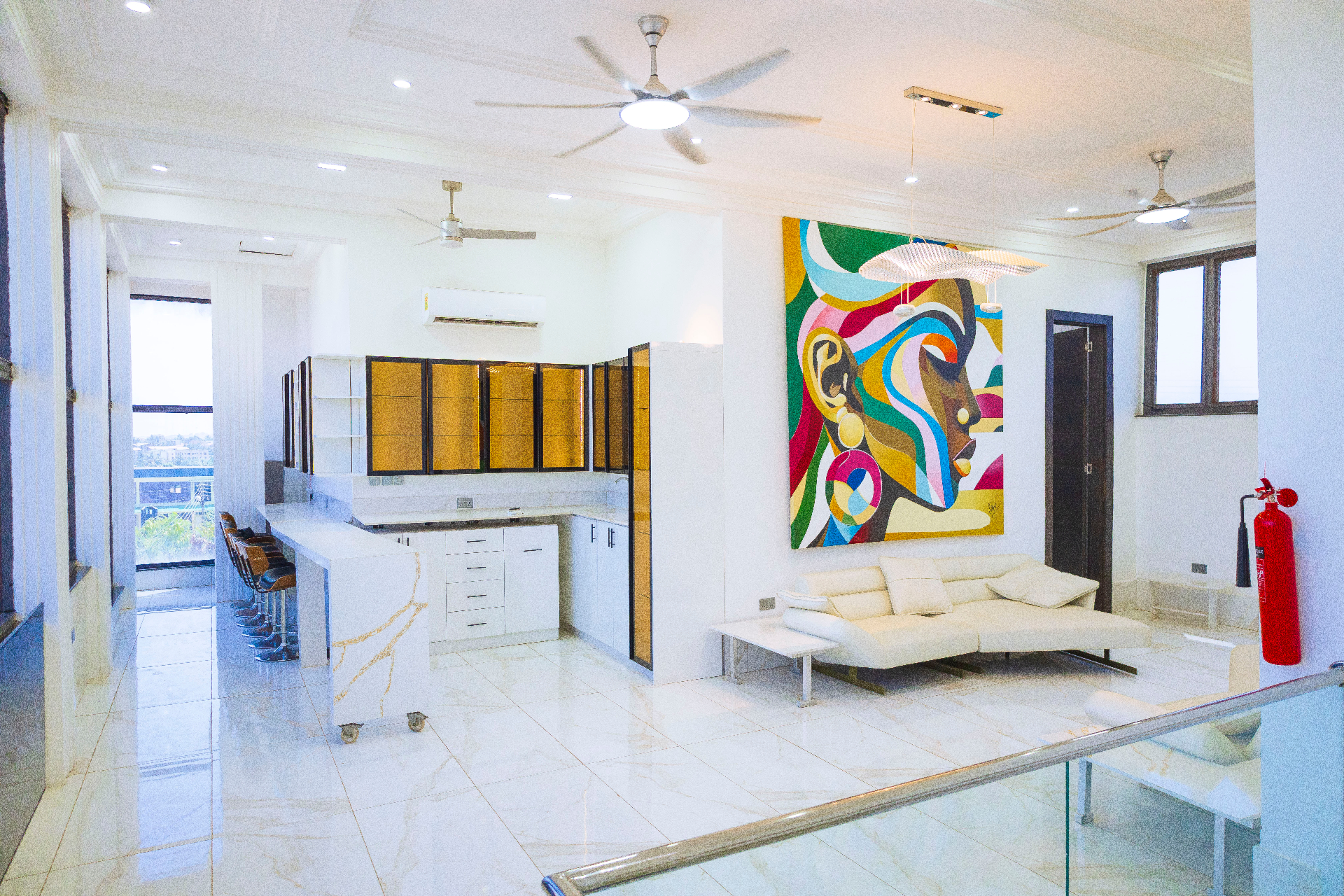Open chef's kitchen with island and breakfast bar